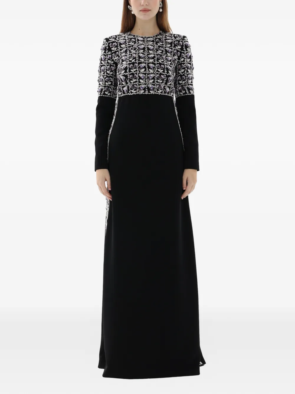 Dina Melwani crystal-embroidered maxi dress - Nero