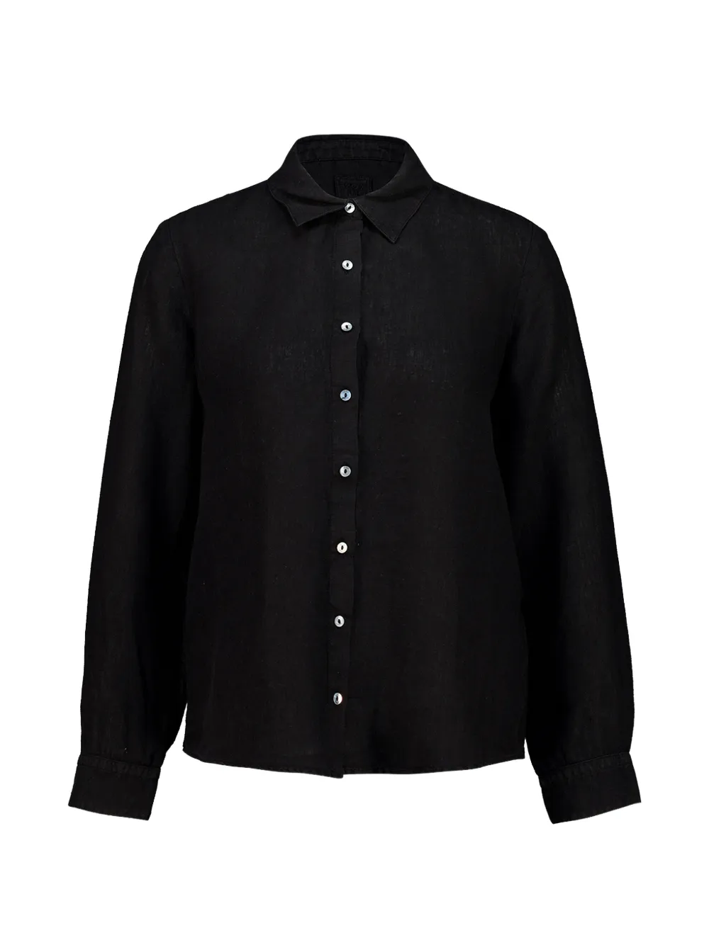 120% Lino long-sleeve button-down linen shirt - Schwarz