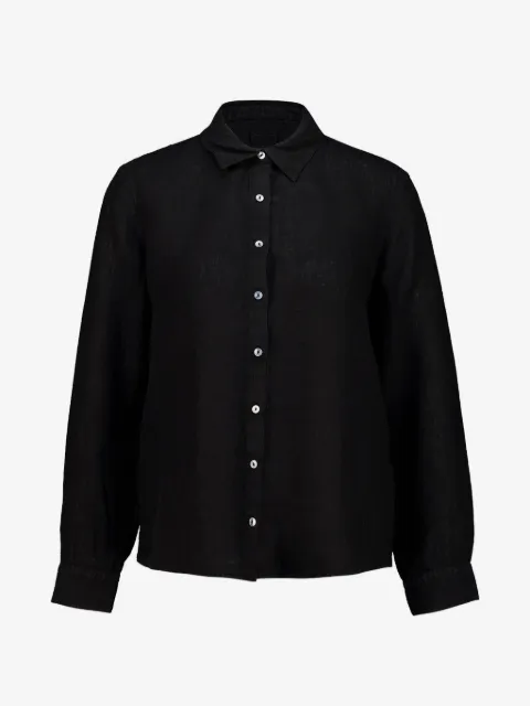 120% Lino long-sleeve button-down linen shirt