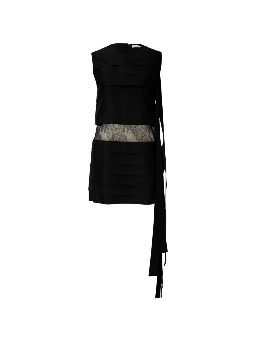 Ferragamo lace-panelled tiered mini dress - Black