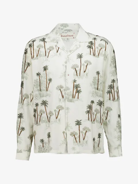Baziszt Rico bead-embellished palm-tree shirt
