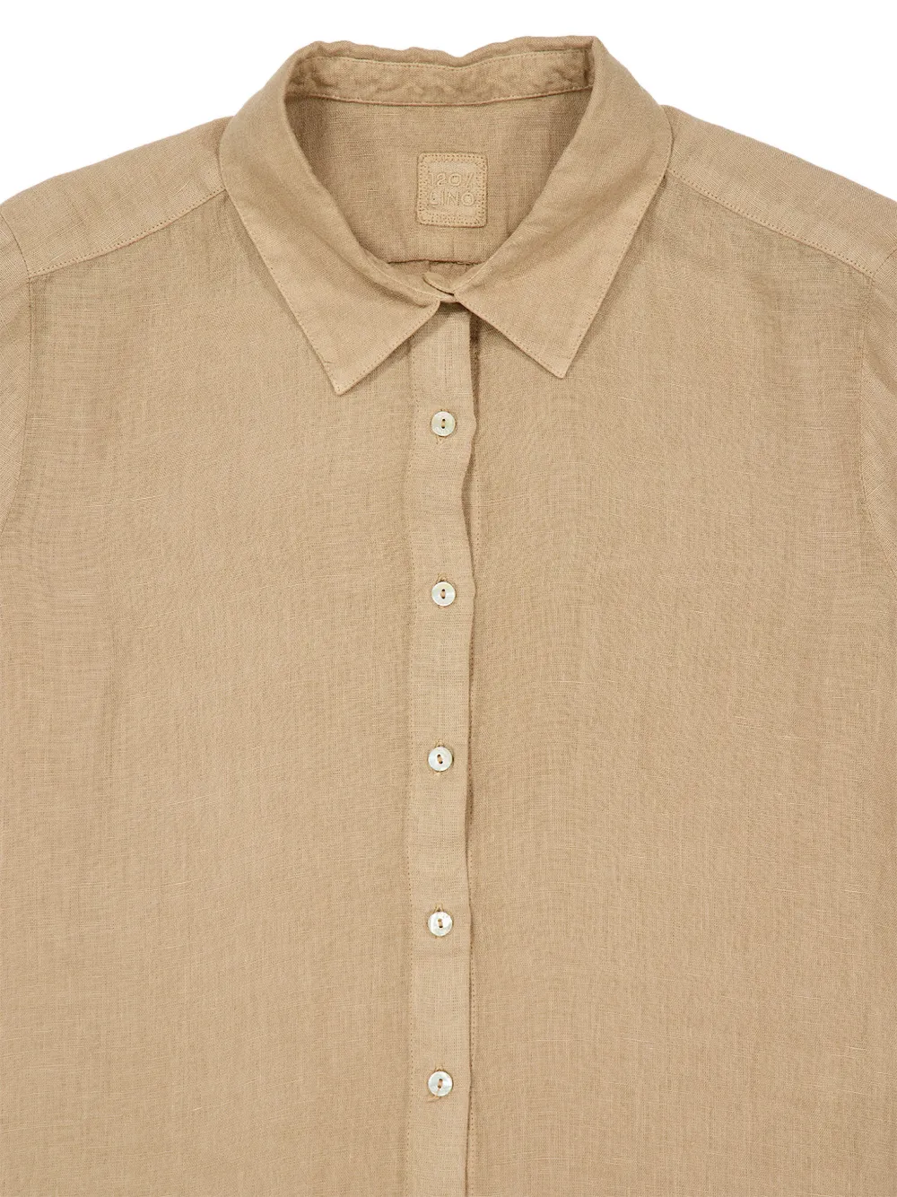 120% Lino Savana blouse met lange mouwen Beige