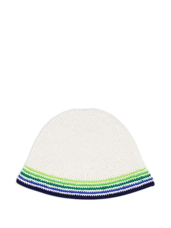 Casablanca crochet-knit Striped Bucket Hat | White | FARFETCH PL