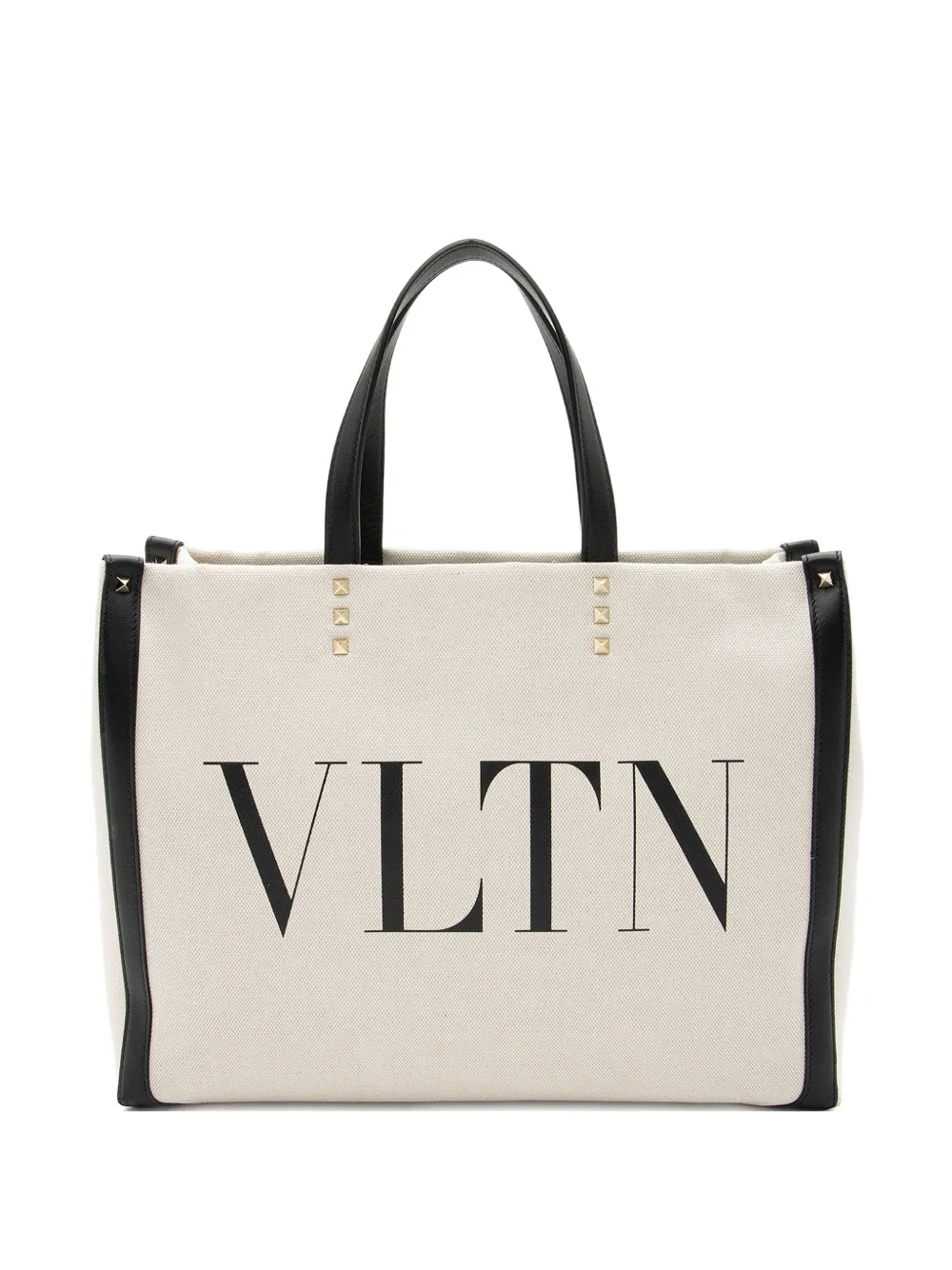 Valentino Garavani Pre-Owned VLTN Rockstud canvas tote bag - Toni neutri
