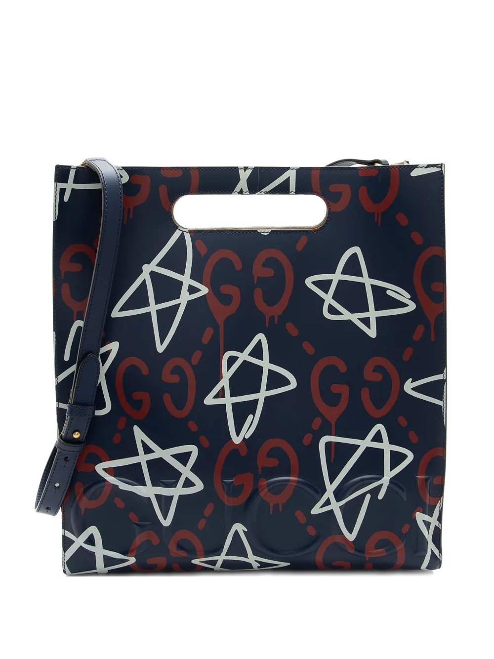 Gucci Pre-Owned medium Ghost leather star tote bag - Blu
