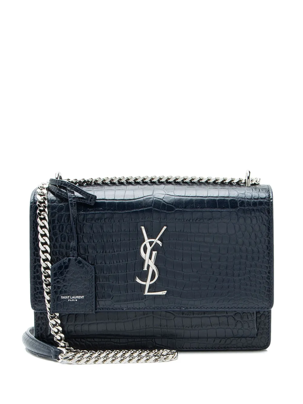 Saint Laurent Pre-Owned 2017 medium crocodile-embossed shoulder bag - Blu