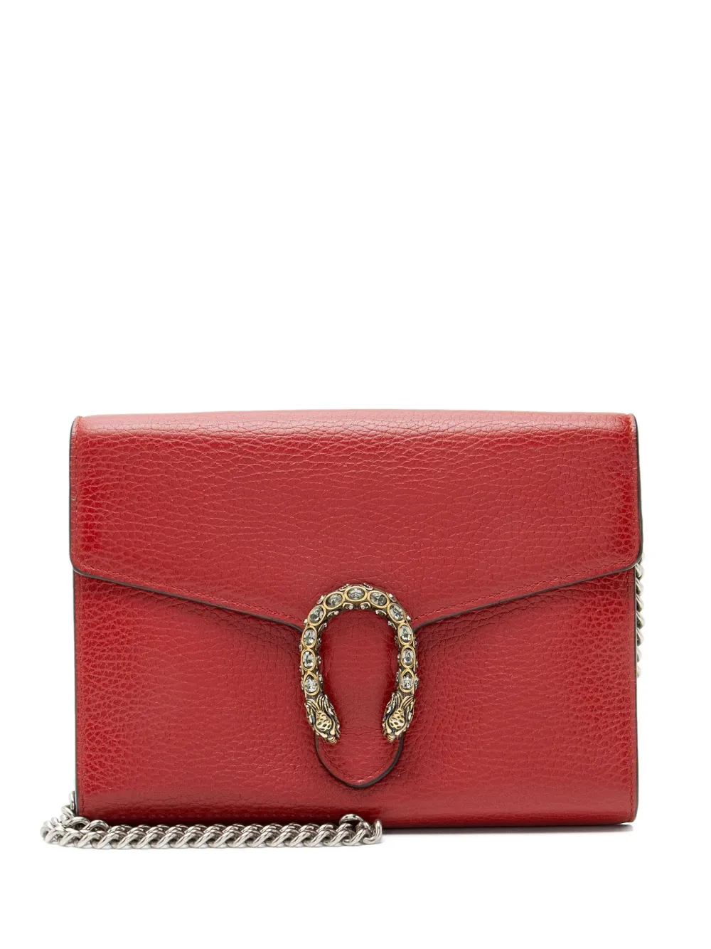 Gucci Pre-Owned leather crystal chain crossbody bag - Rosso