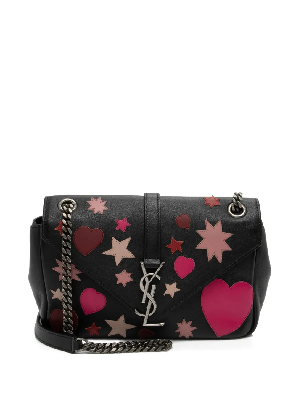 Pre-owned Saint Laurent Patchwork-detail Cross Body Bag In Black