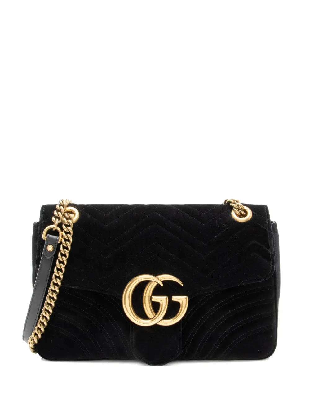 Gucci Pre-Owned 2016 large GG Marmont velvet shoulder bag - Nero