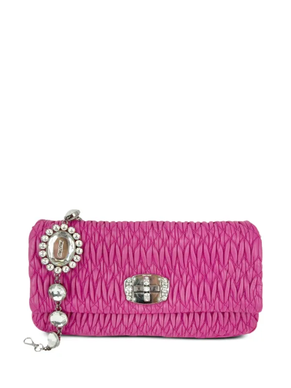 Miu Miu Pre-Owned ビジュー ショルダーバッグ | ピンク | FARFETCH JP