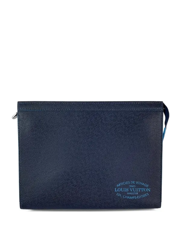 Louis Vuitton Pre-owned MM Taiga Leather Pochette in Blue