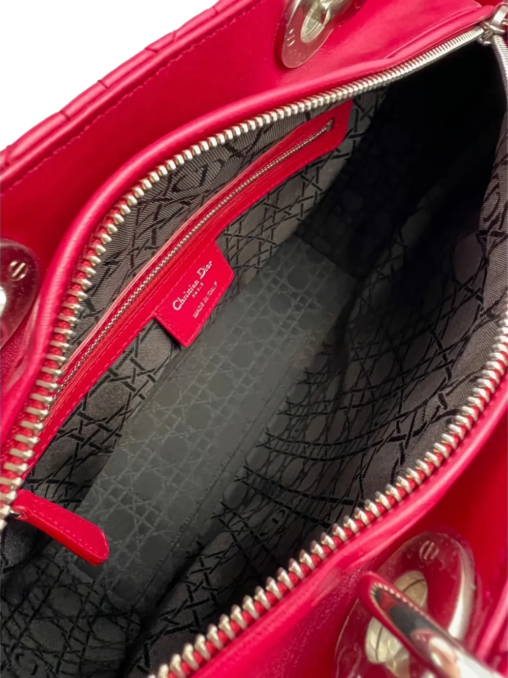 Dior Pre-owned Lady Dior Tote Bag in Red, view 3