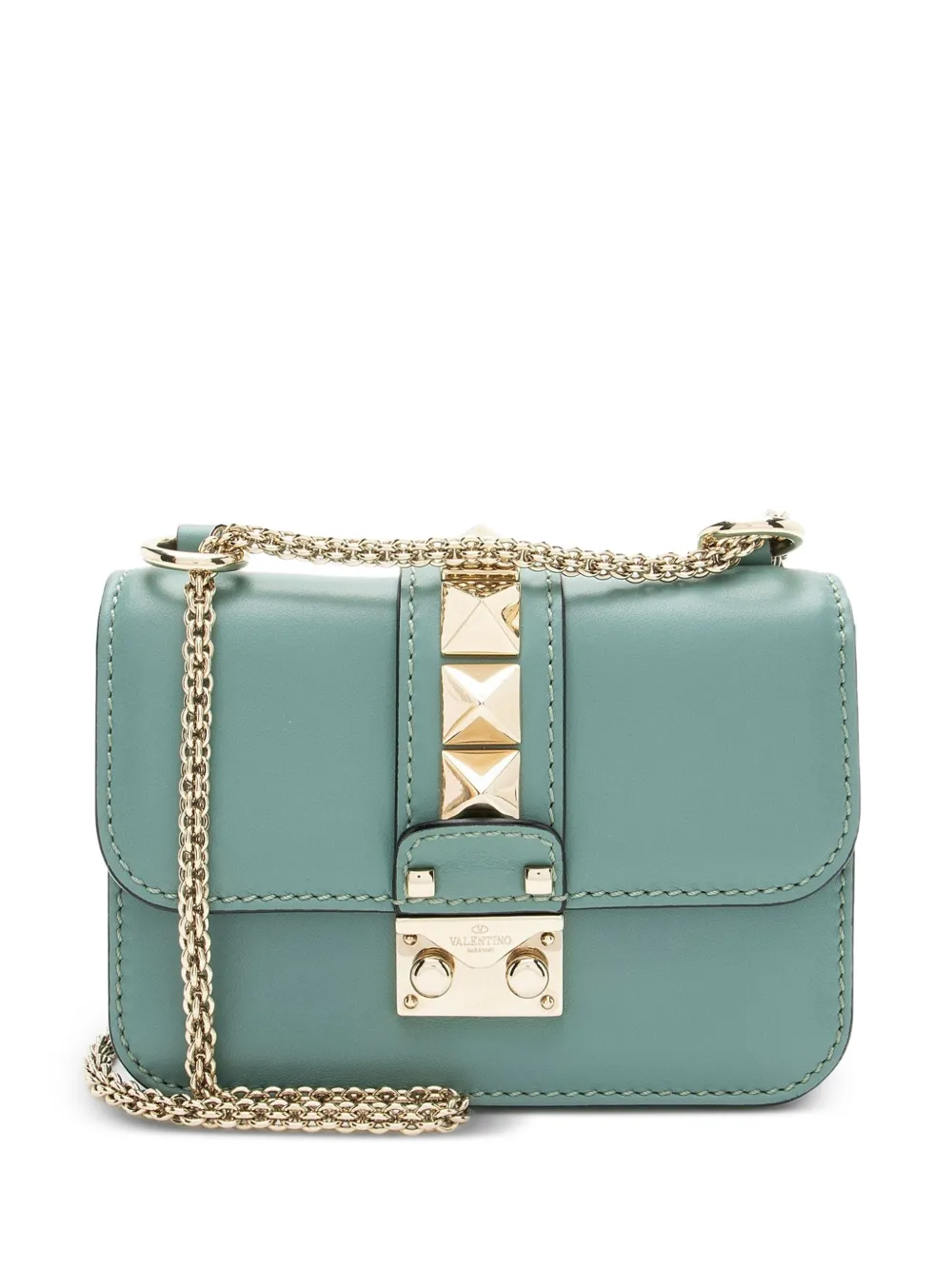 Valentino Garavani Pre-Owned mini Glam Lock leather studded-embellishment cross body bag - Blu