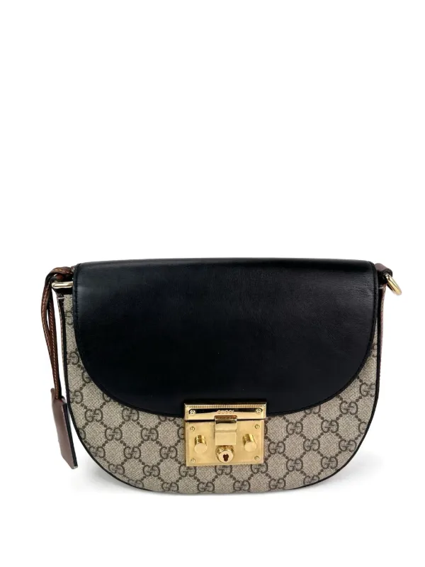 Gucci Pre-owned GG Supreme Padlock Shoulder Bag in Neutrals