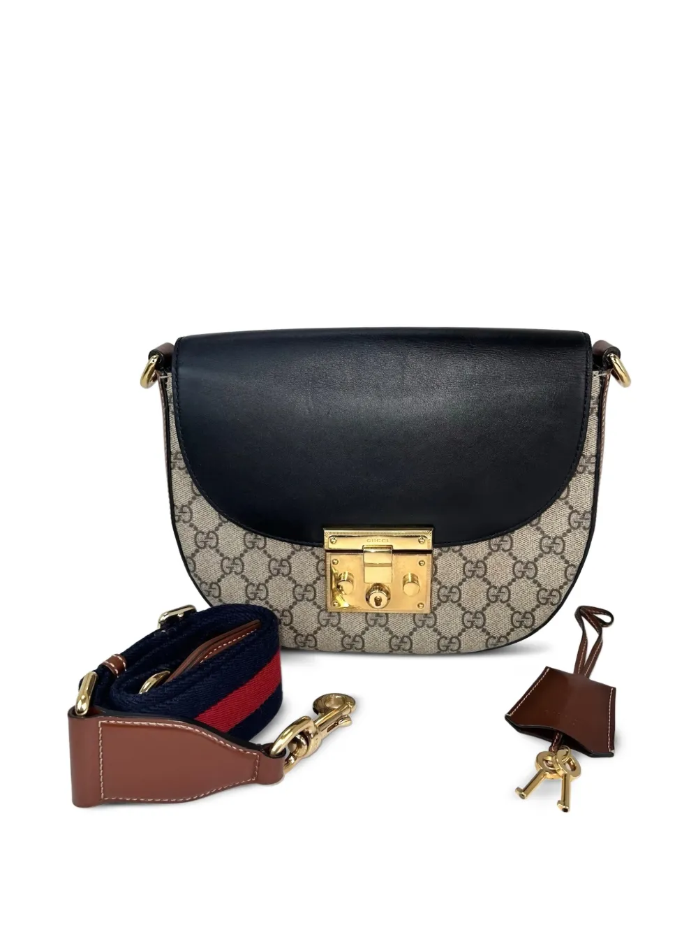 Gucci Pre-owned GG Supreme Padlock Shoulder Bag in Neutrals, view 5