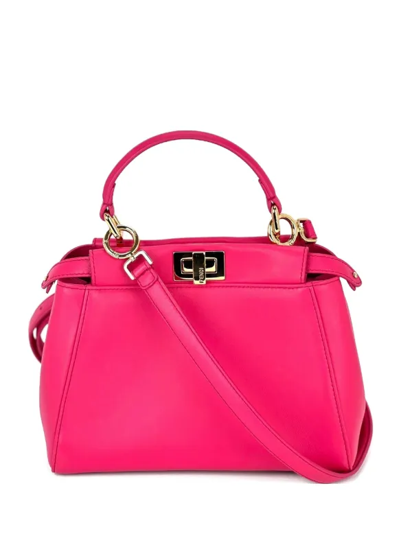 Fendi Pre-owned Mini Peekaboo Leather Tote Bag in Pink