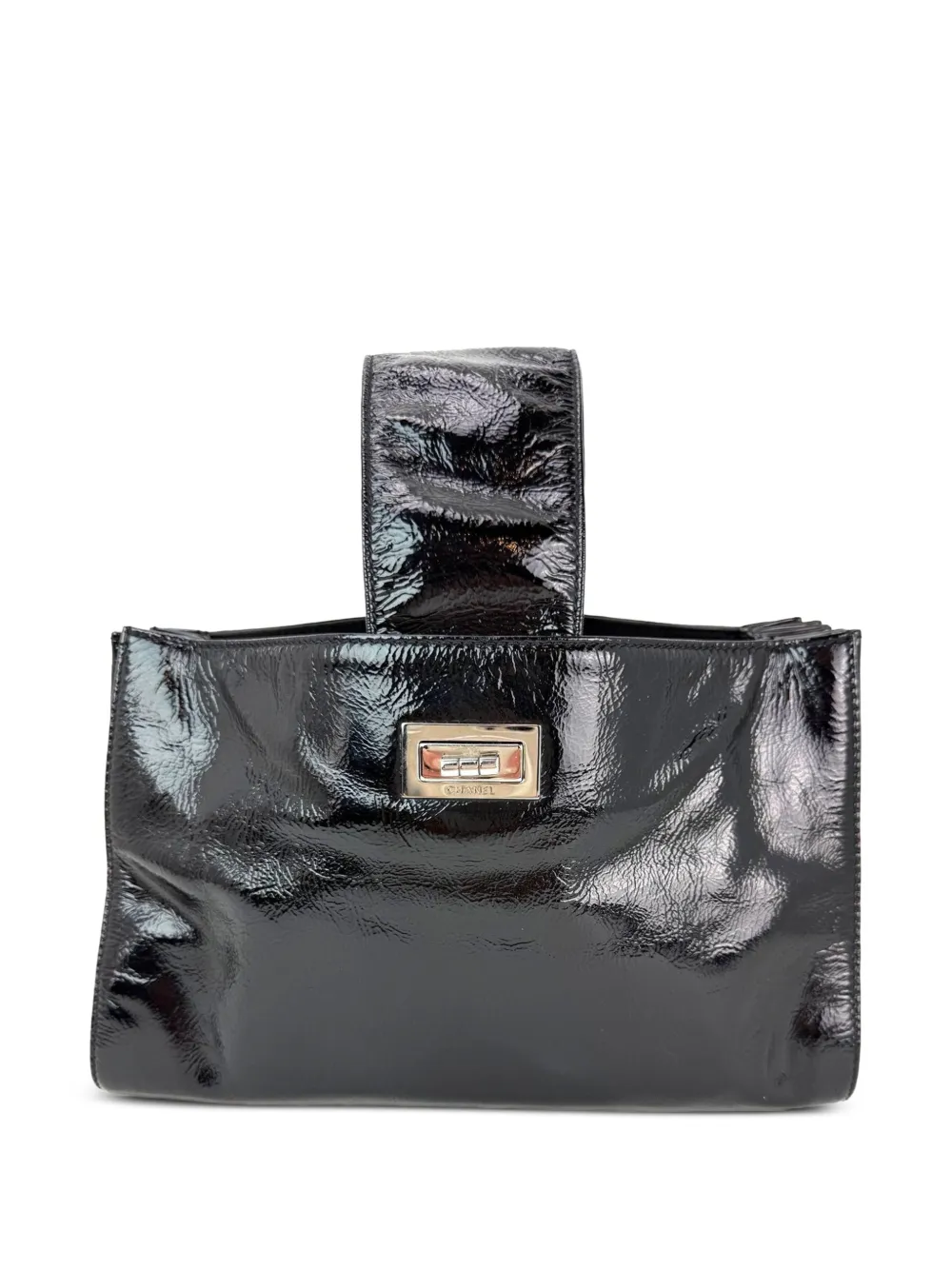 CHANEL Pre-Owned Mademoiselle patent-leather shulder bag - Nero