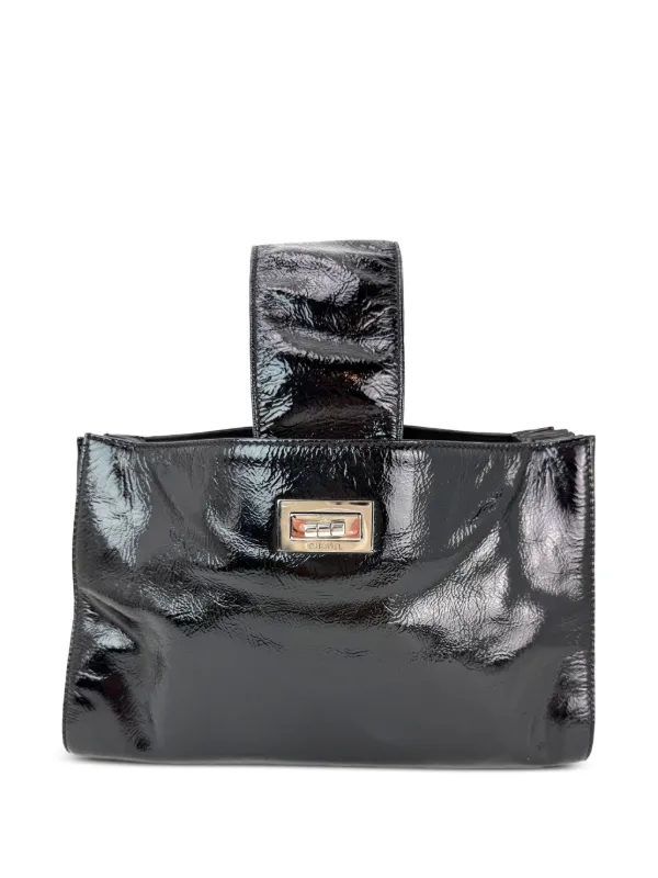 Chanel Pre-owned Mademoiselle Patent-leather Shulder Bag in Black