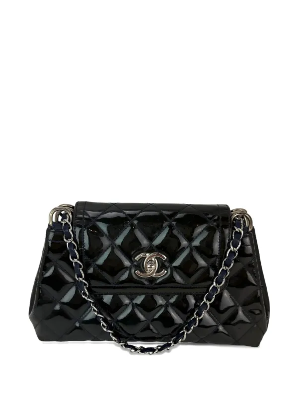 CHANEL Pre-Owned ココ エナメルレザーショルダーバッグ M | ブルー