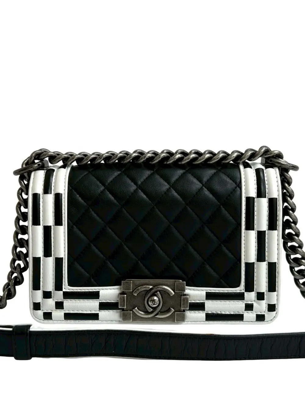 CHANEL Pre-Owned Borsa a tracolla Boy piccola in pelle di agnello trapuntata 2014 - Nero