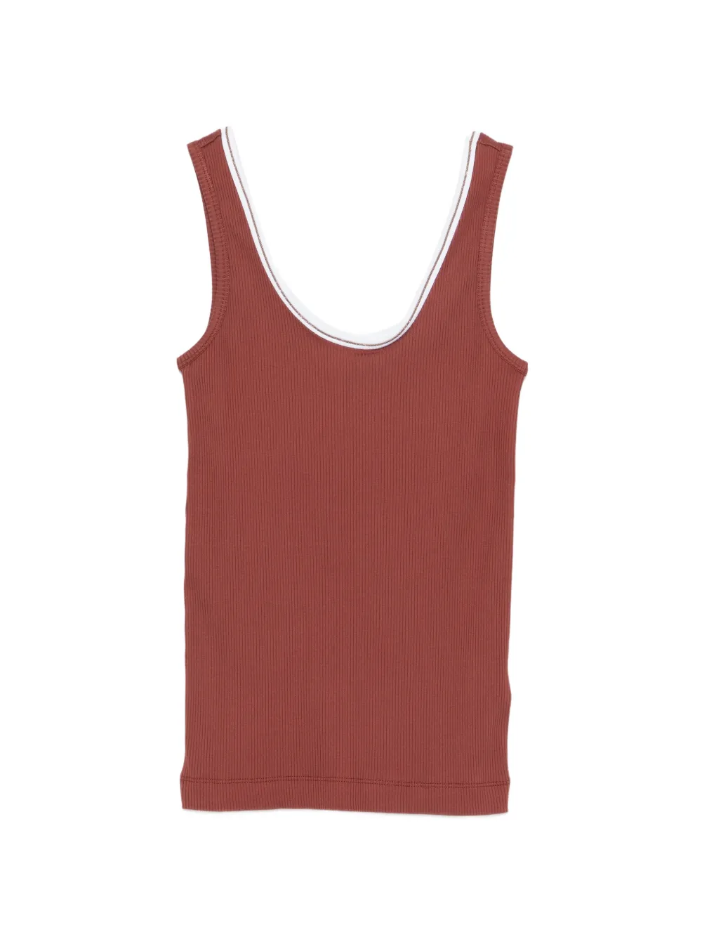 Brunello Cucinelli ribbed trim top - Rosso