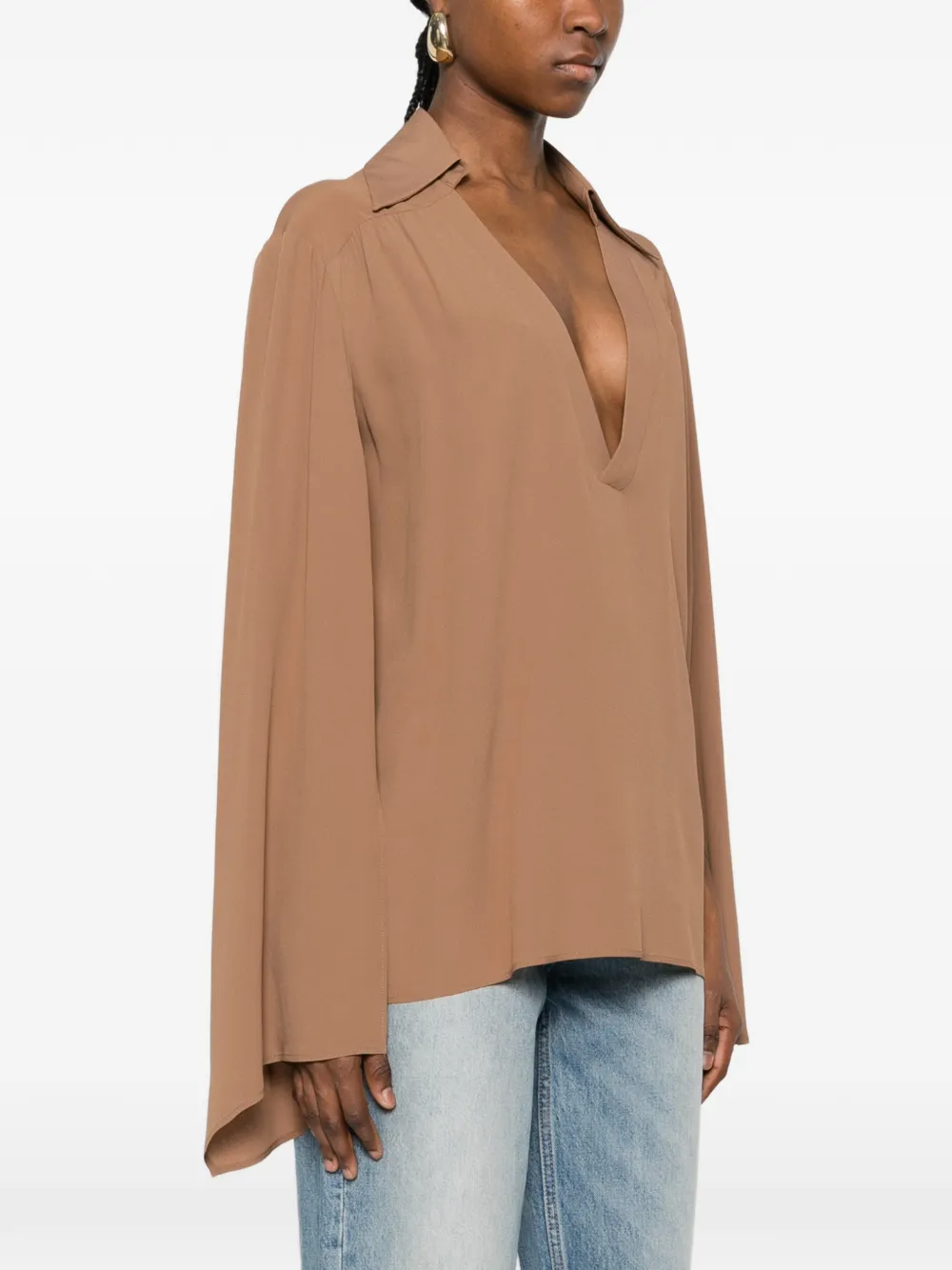  Federica Tosi V-neck Blouse - Brown 
