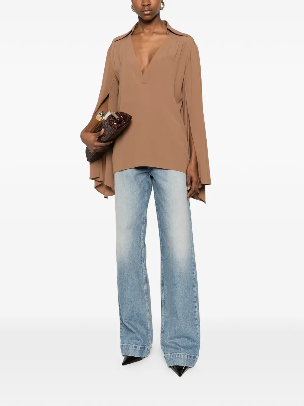  Federica Tosi V-neck Blouse - Brown 