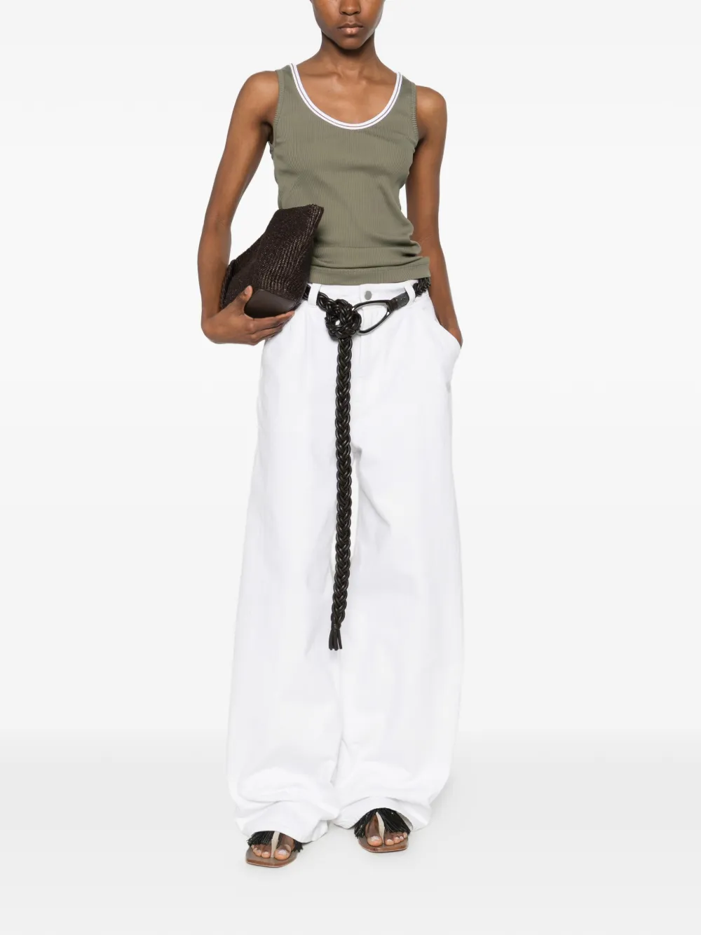 Brunello Cucinelli Top met geribbelde afwerking Groen