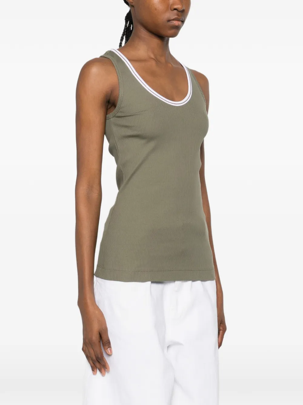 Brunello Cucinelli Top met geribbelde afwerking Groen