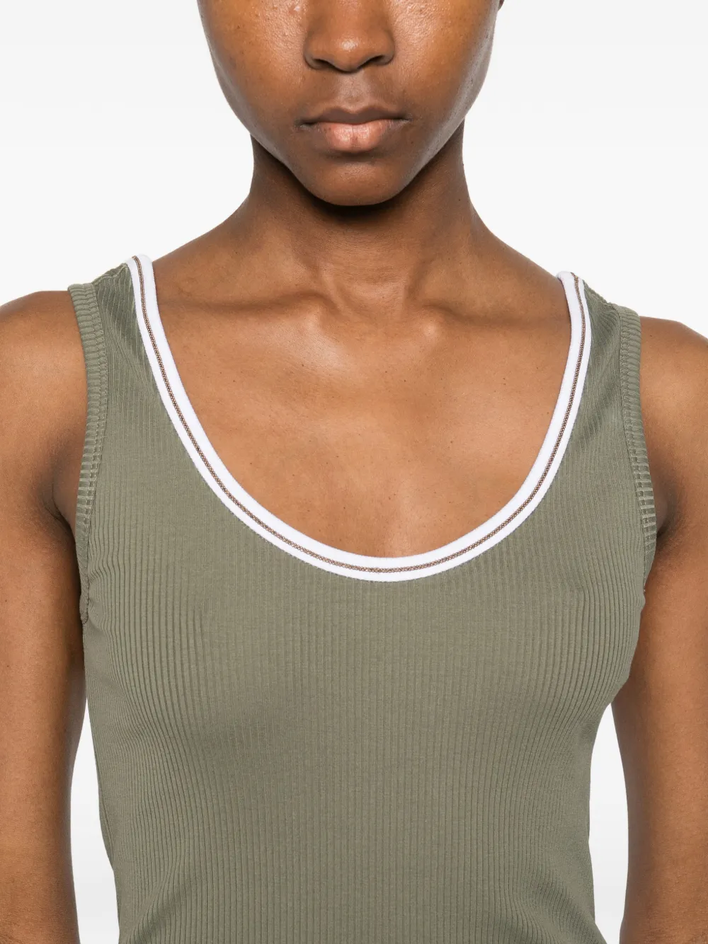 Brunello Cucinelli Top met geribbelde afwerking Groen