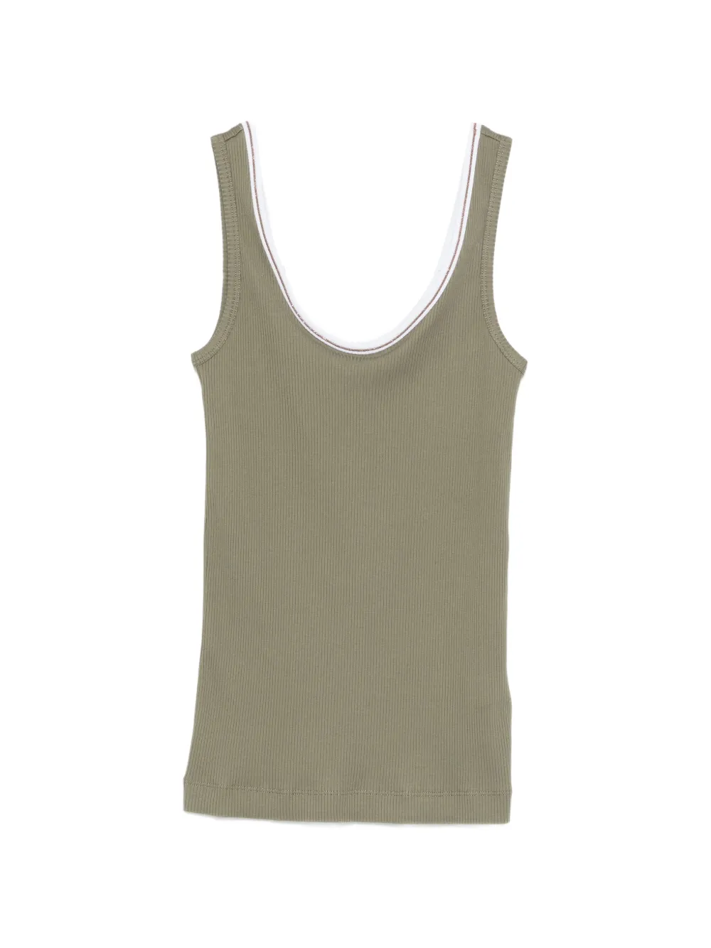 Brunello Cucinelli ribbed trim top - Verde