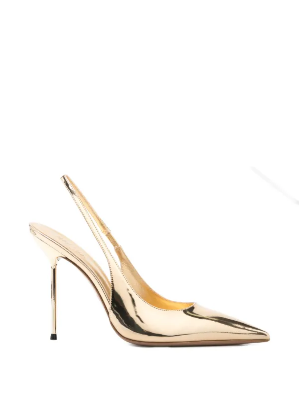 Paris Texas Slingback Heeled Pumps in Gold