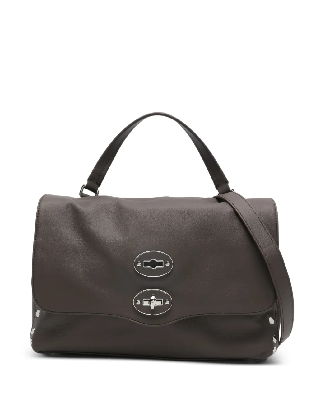 Zanellato Postina stud lock detail tote bag - Marrone
