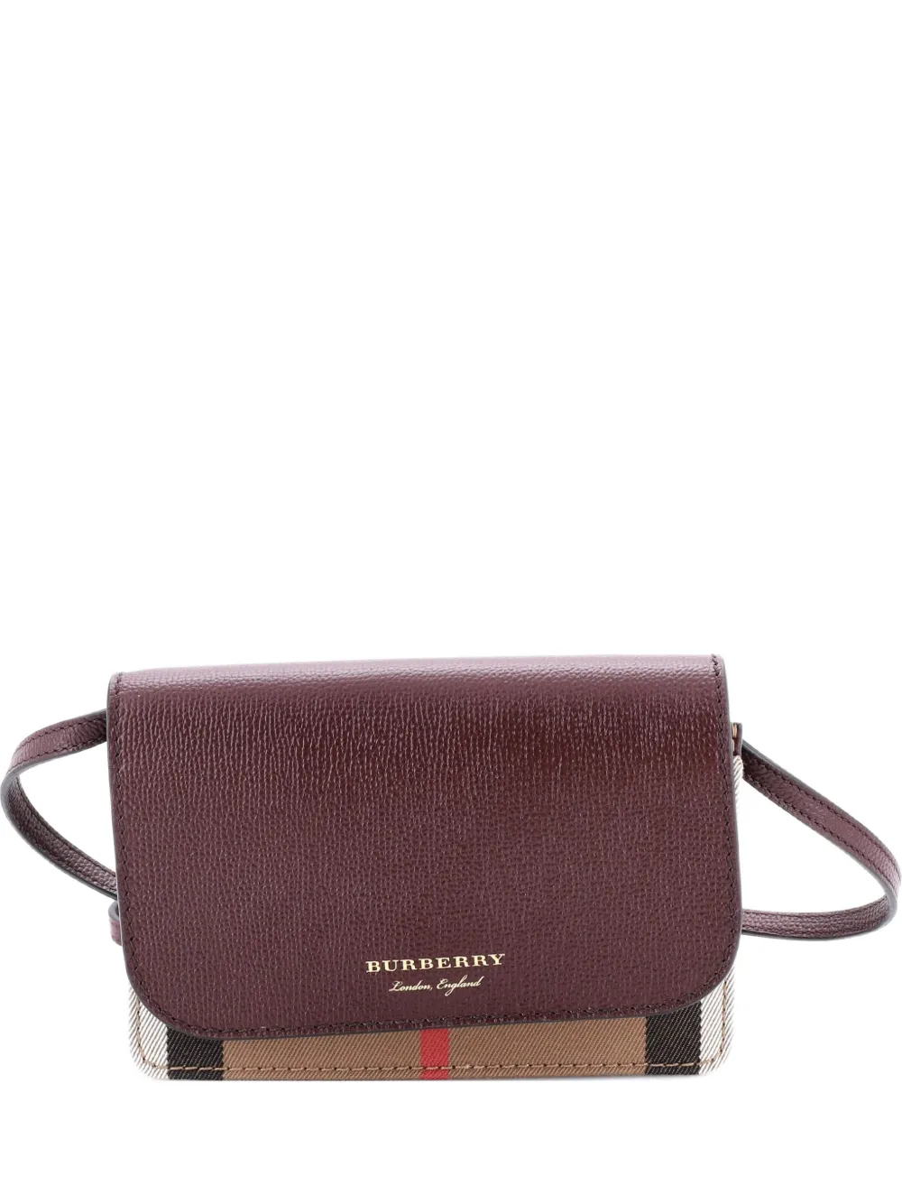 Burberry Pre-Owned Borsa a tracolla Hampshire in pelle e tela con motivo House Check - Rosso