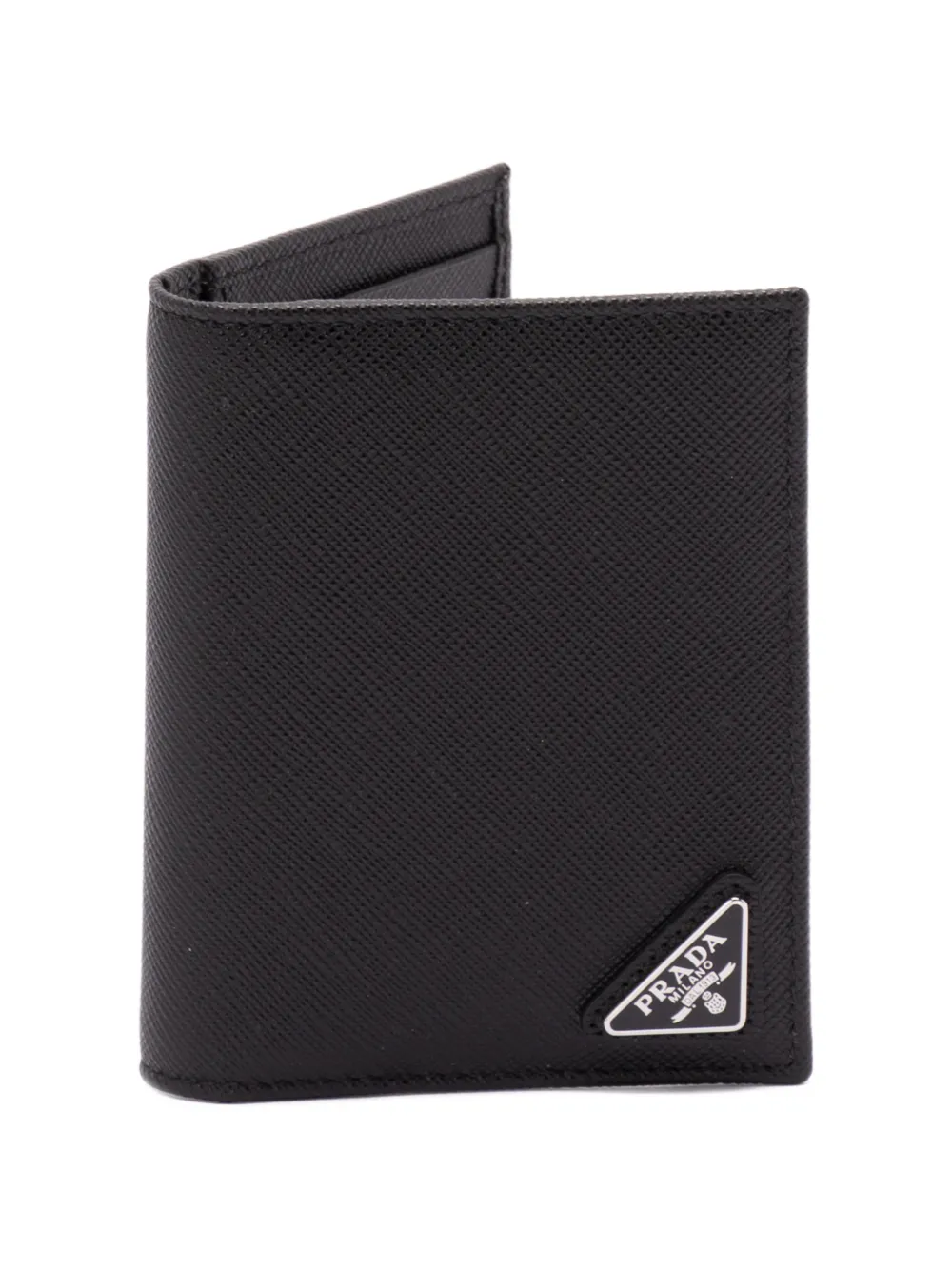 Prada logo-plaque leather wallet - Nero