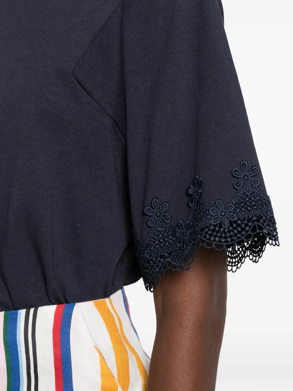 TWINSET T-shirt met kanten afwerking Blauw