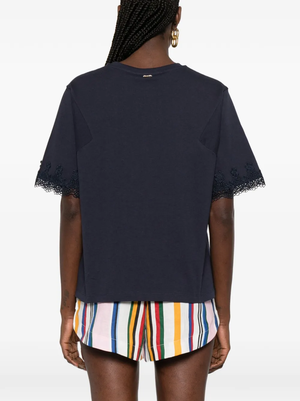 TWINSET T-shirt met kanten afwerking Blauw