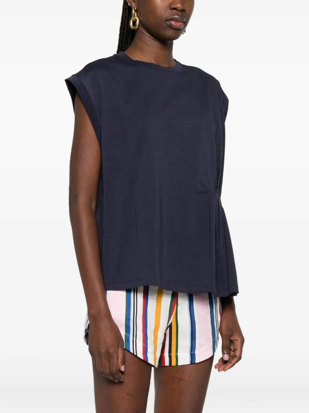  Twinset Pleated Asymmetric T-shirt - Blue 