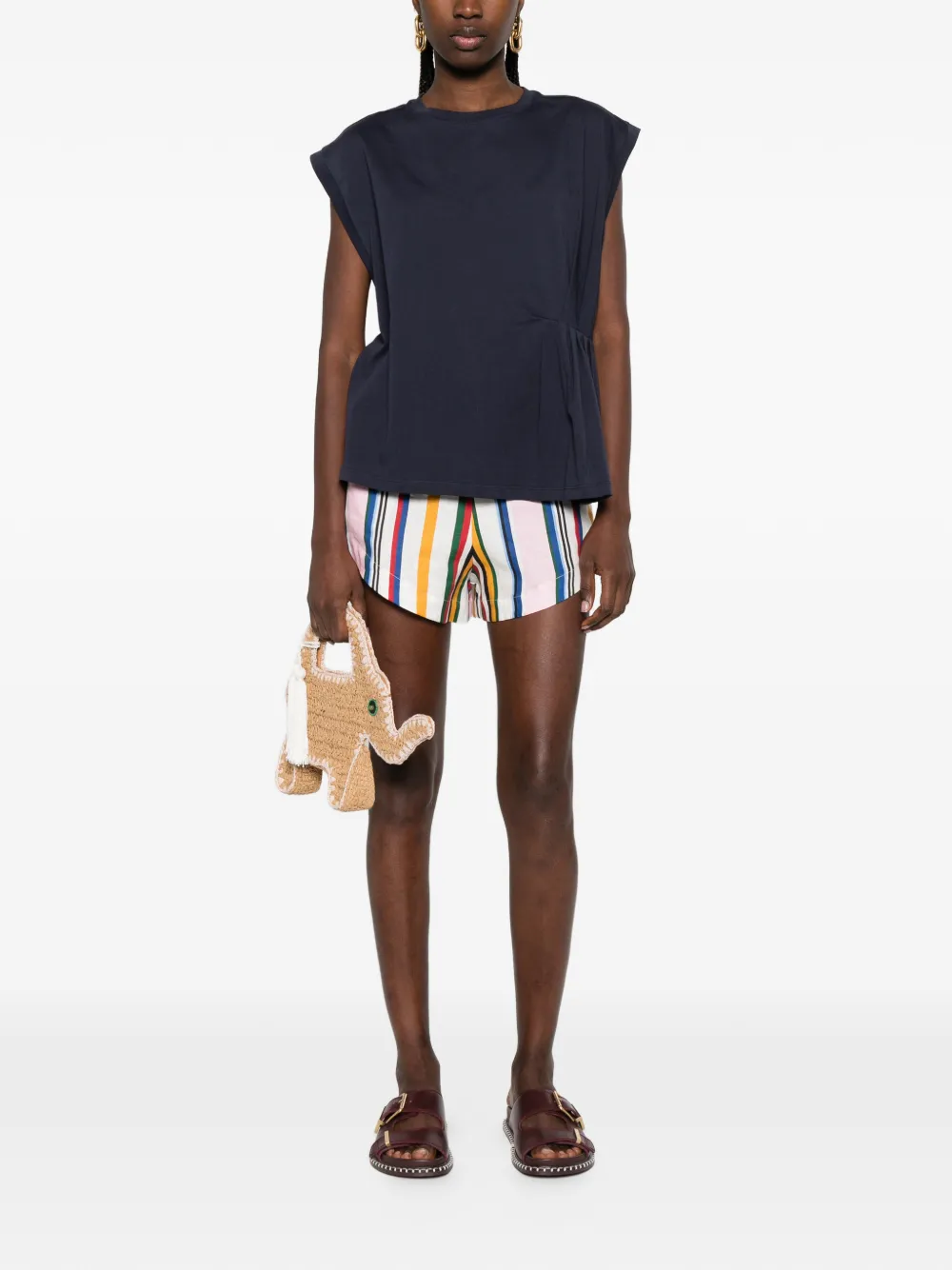  Twinset Pleated Asymmetric T-shirt - Blue 