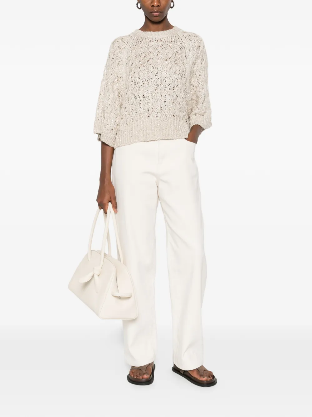 Brunello Cucinelli Opengebreide trui Beige
