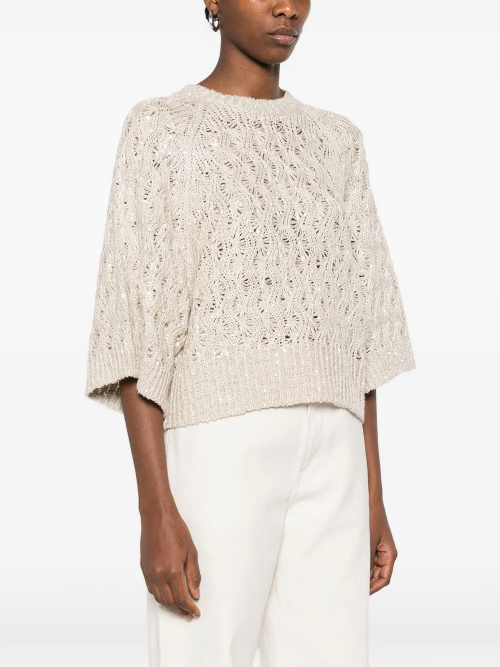 Brunello Cucinelli Opengebreide trui Beige