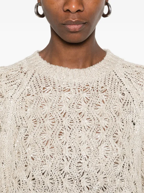 Brunello Cucinelli open-knit Sweater | Neutrals | FARFETCH