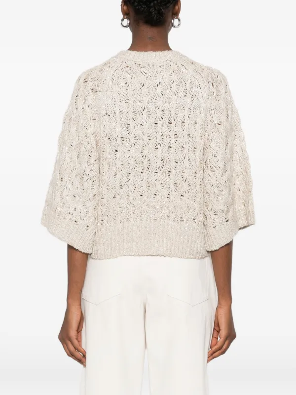 Brunello Cucinelli open-knit Sweater | Neutrals | FARFETCH