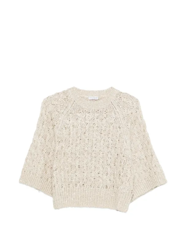 Brunello Cucinelli open-knit Sweater | Neutrals | FARFETCH