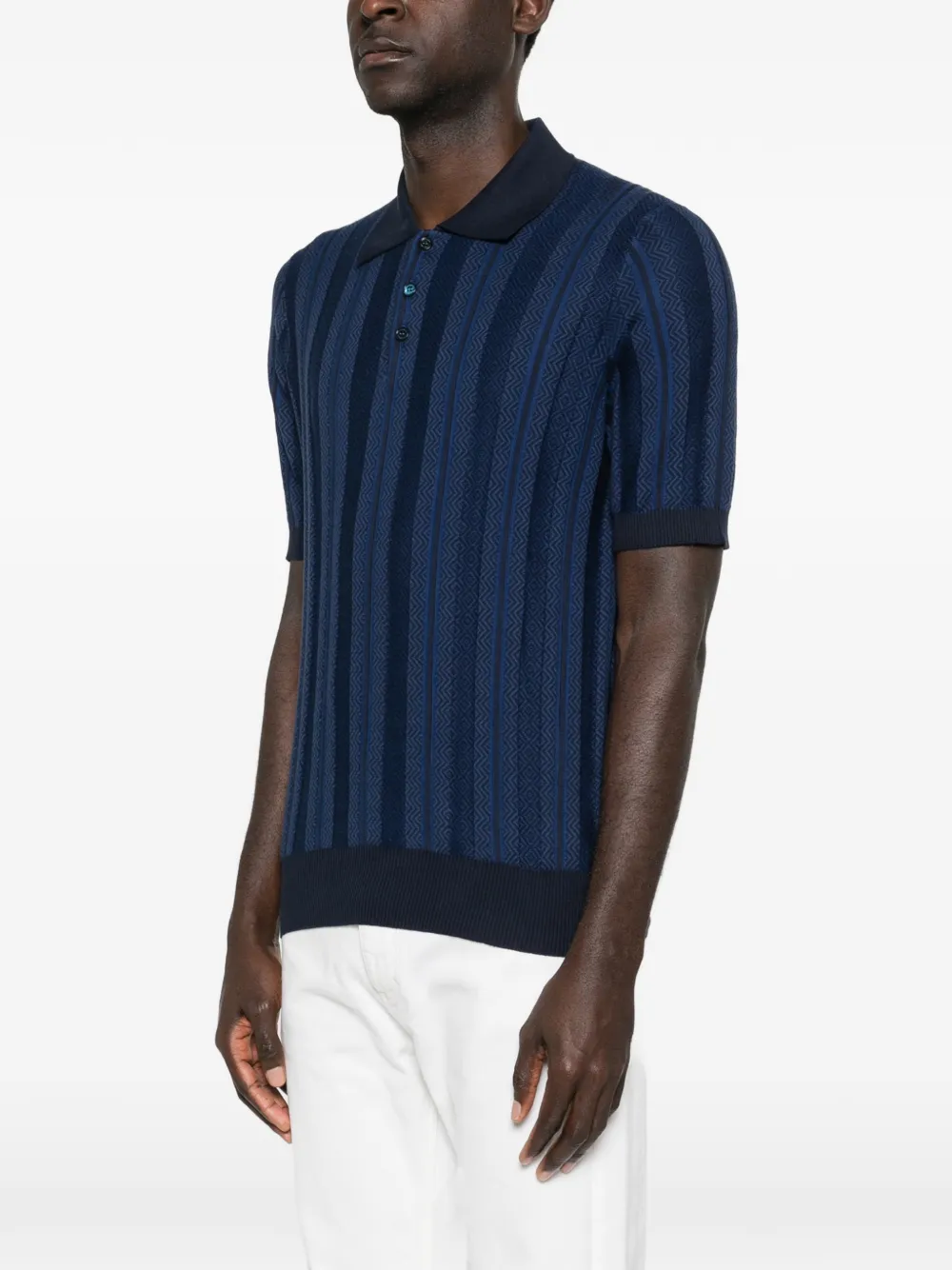 Brunello Cucinelli Poloshirt met patroon Blauw