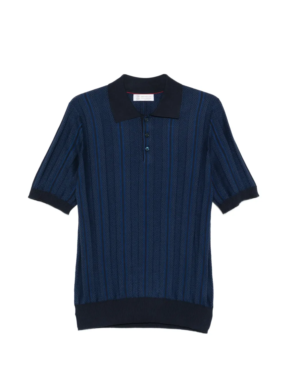 Brunello Cucinelli patterned short-sleeve polo shirt - Blu