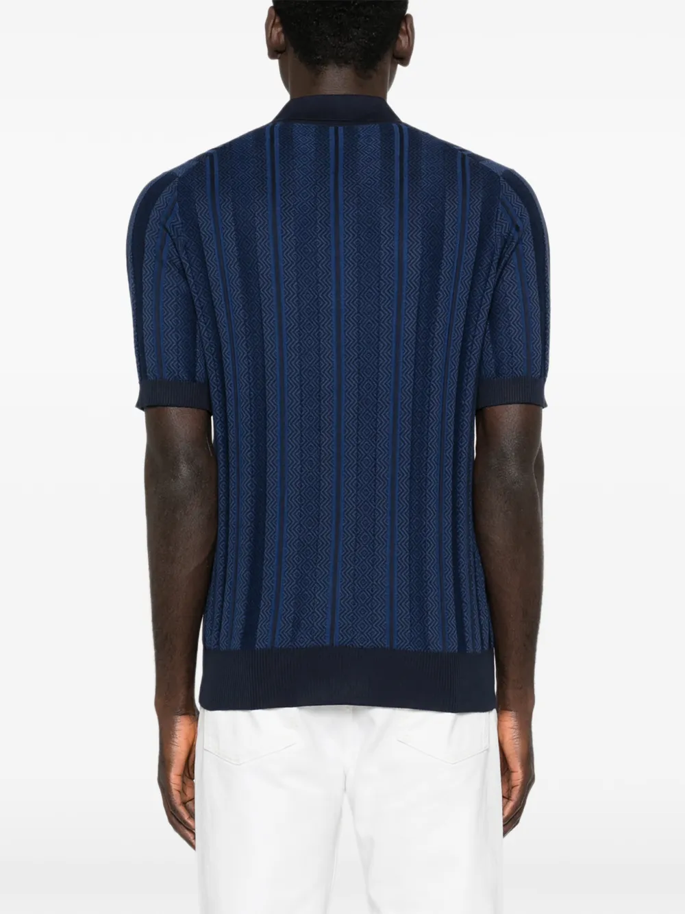 Brunello Cucinelli Poloshirt met patroon Blauw