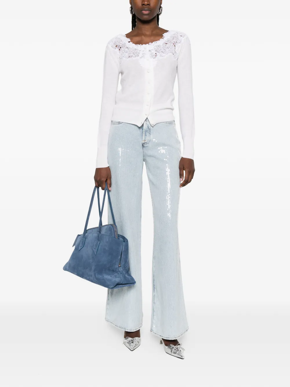 7 For All Mankind Straight jeans met pailletten Blauw