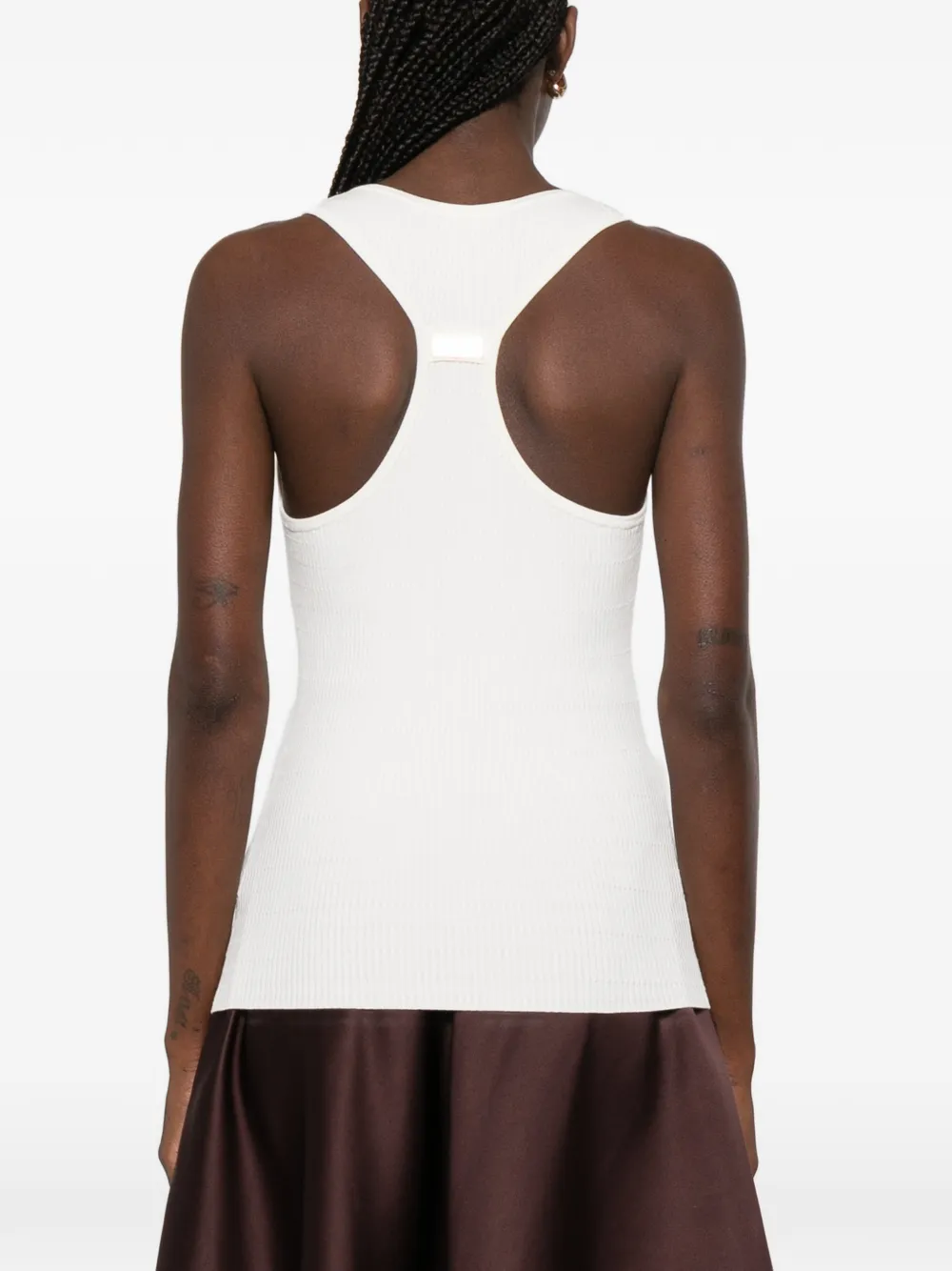 Elisabetta Franchi Gebreide top met gevlochten detail Beige