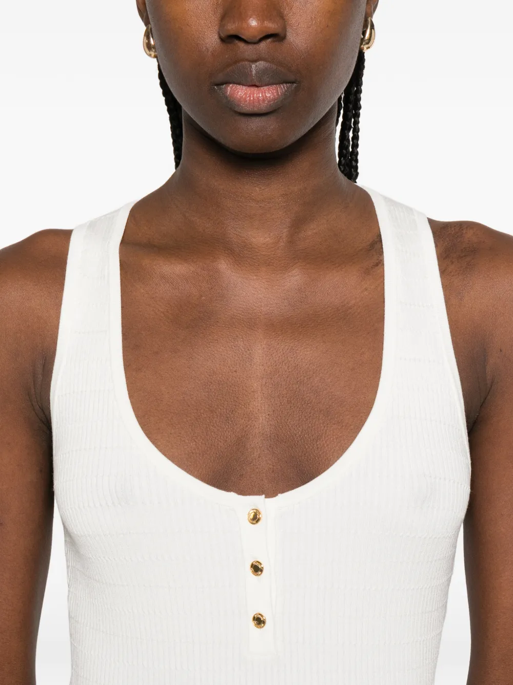 Elisabetta Franchi Gebreide top met gevlochten detail Beige